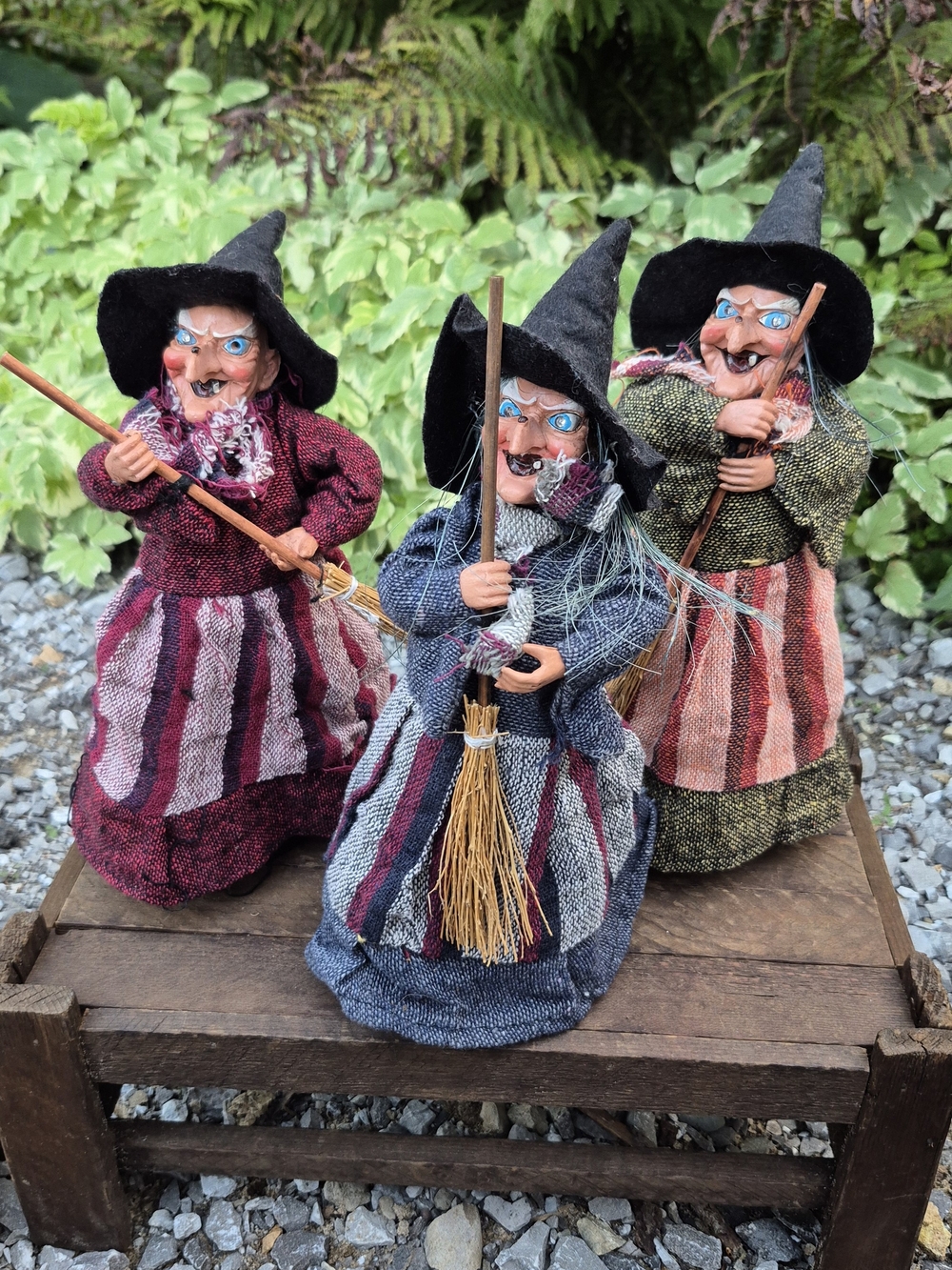 Vintage 11" Animated Kitchen Witch Set of 3 - Light Up Eyes & Cackle - New Tags